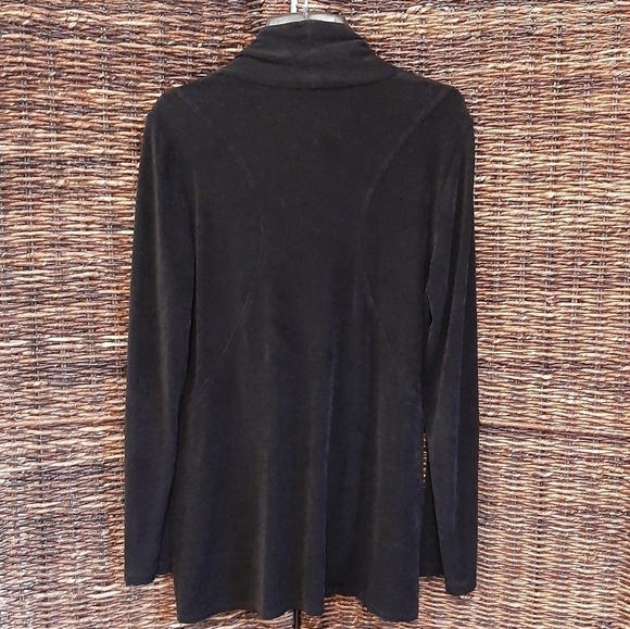 Chico's Travelers Zip Front Slinky Cardigan Jacket Resortwear Vaca Black 0 Small - Picture 3 of 6